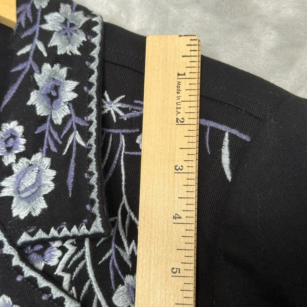 Ali Miles Black Jean Jacket with White & Light Blue Floral Embroidery - Picture 13 of 14